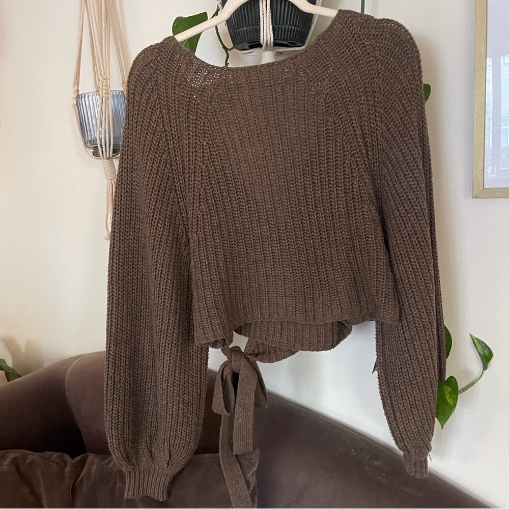 SOLD. Oak + Fort Cropped Wrap Sweater - Picture 8 of 8